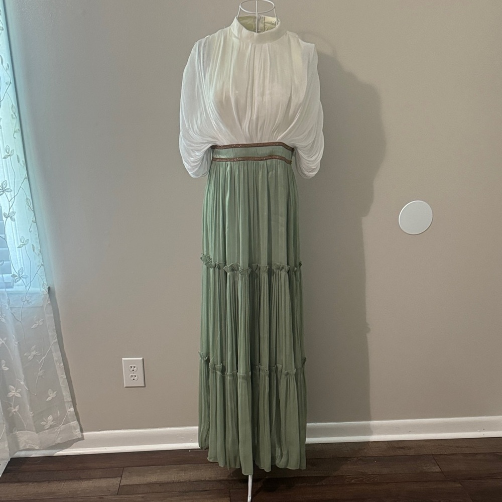 Hand sewn Elegant Green Maxi Dress *brand new*